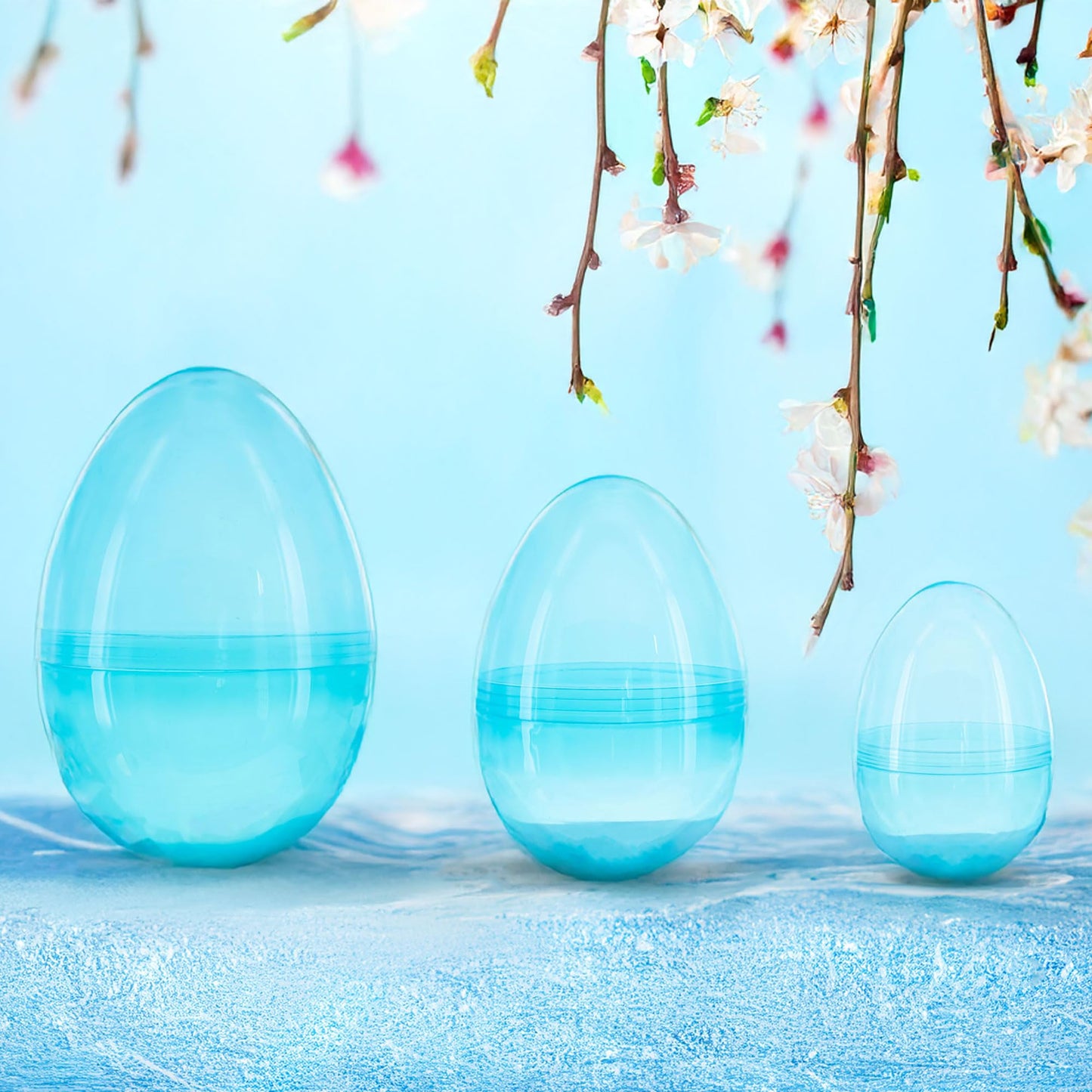 Set of 3 Jumbo Large Size Giant Fillable Plastic Easter Eggs 10 Inches