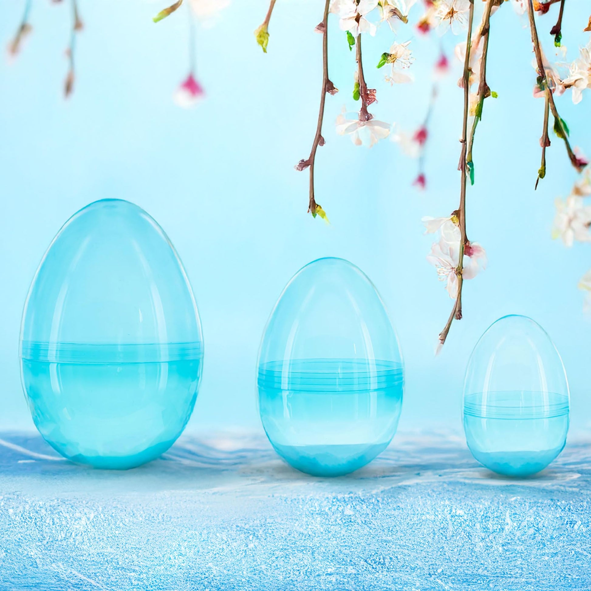 Set of 3 Jumbo Large Size Giant Fillable Plastic Easter Eggs 10 Inches
