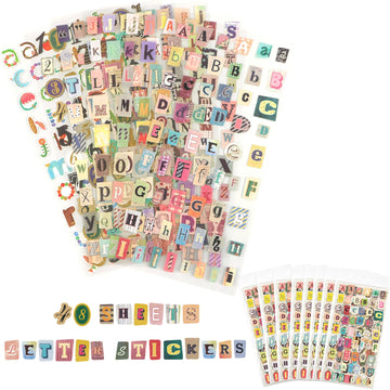 48 Sheets Vintage Letter Stickers for Scrapbooking Supplies, 2776 Pcs Self-Adhesive Vinyl Cute Alphabet Number Decals for Junk Journal Scrapbook