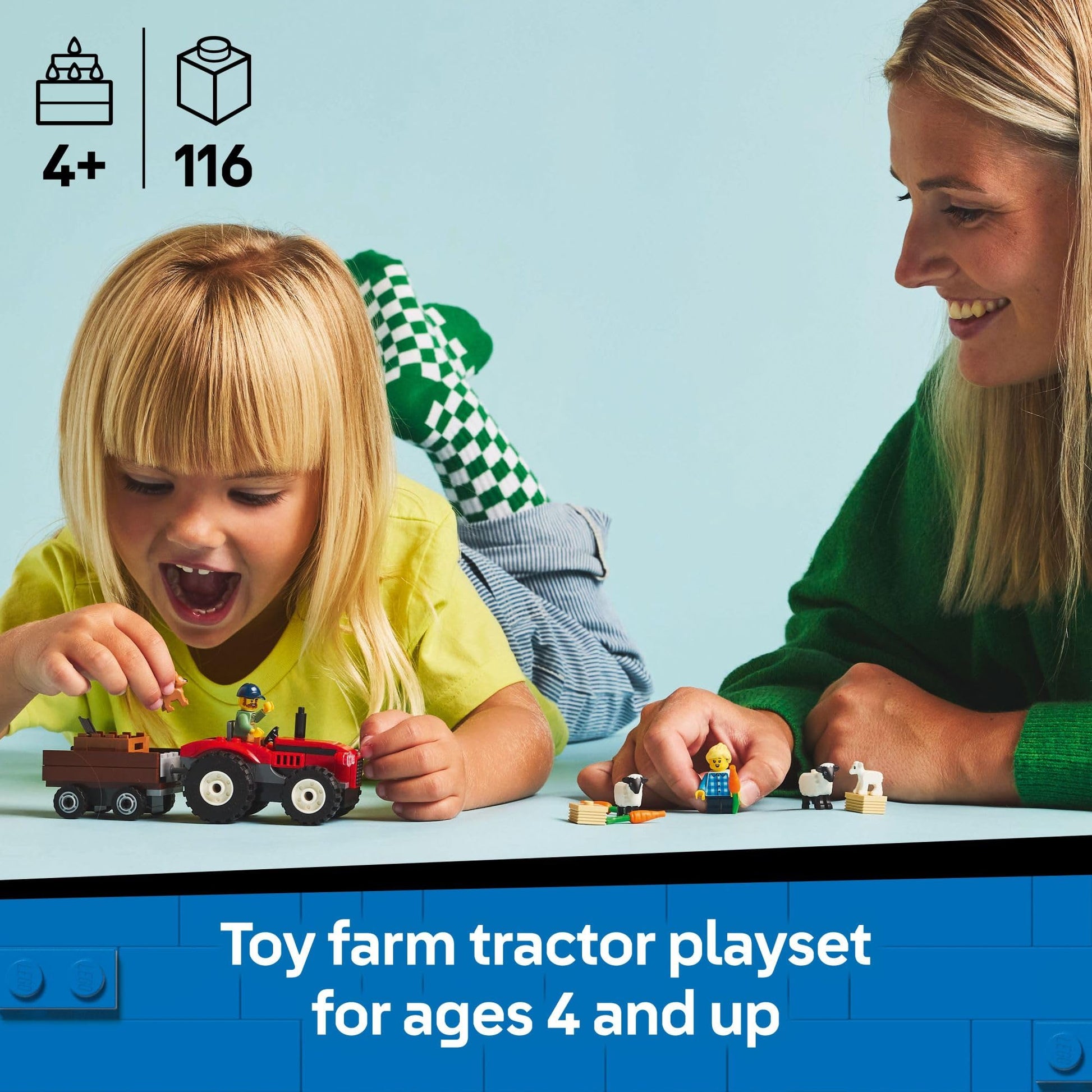 LEGO City Red Farm Tractor with Trailer & Sheep Toddler Learning Toy - Farm Toy with Tractor and Animal Figurines - Preschool Toy for Boys and Girls,
