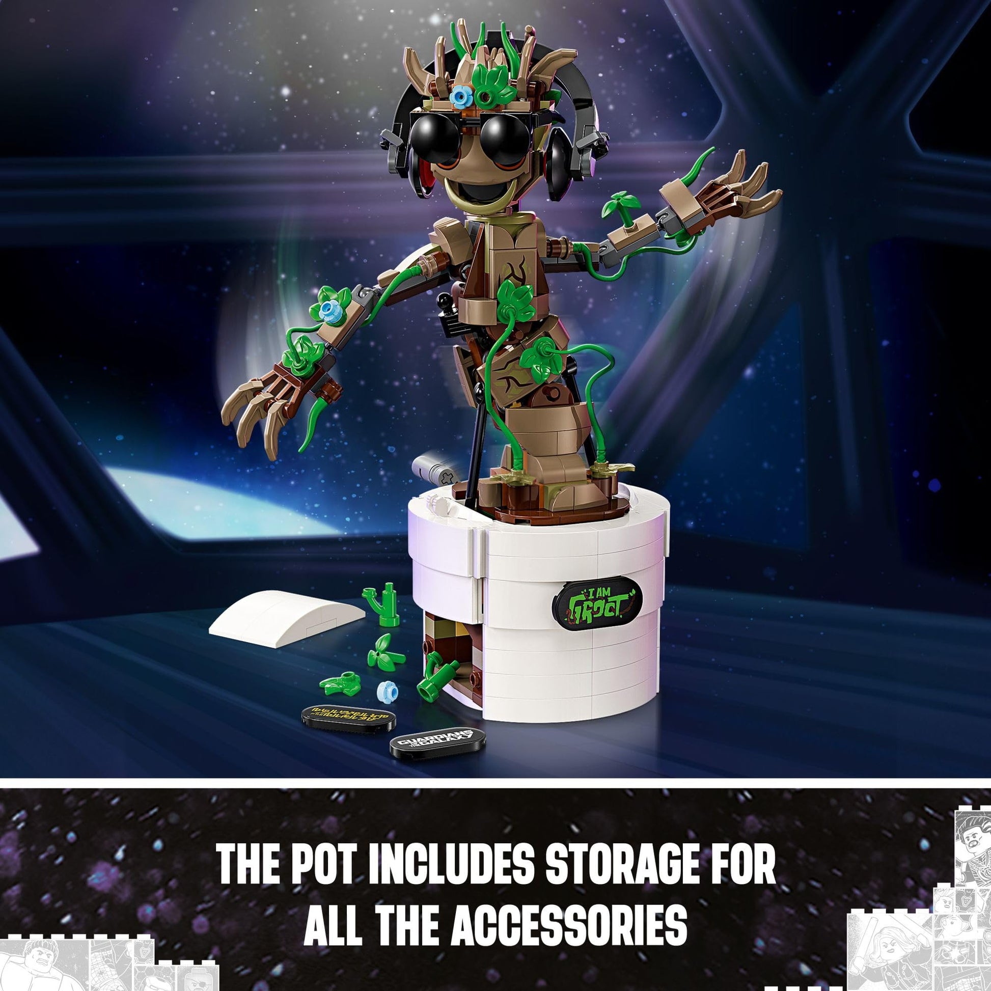 LEGO Marvel Dancing Groot, Guardians of the Galaxy Toy, Buildable Birthday Gift, Marvel Toy, Super Hero Hand-Operated Interactive Playset, Marvel Gift