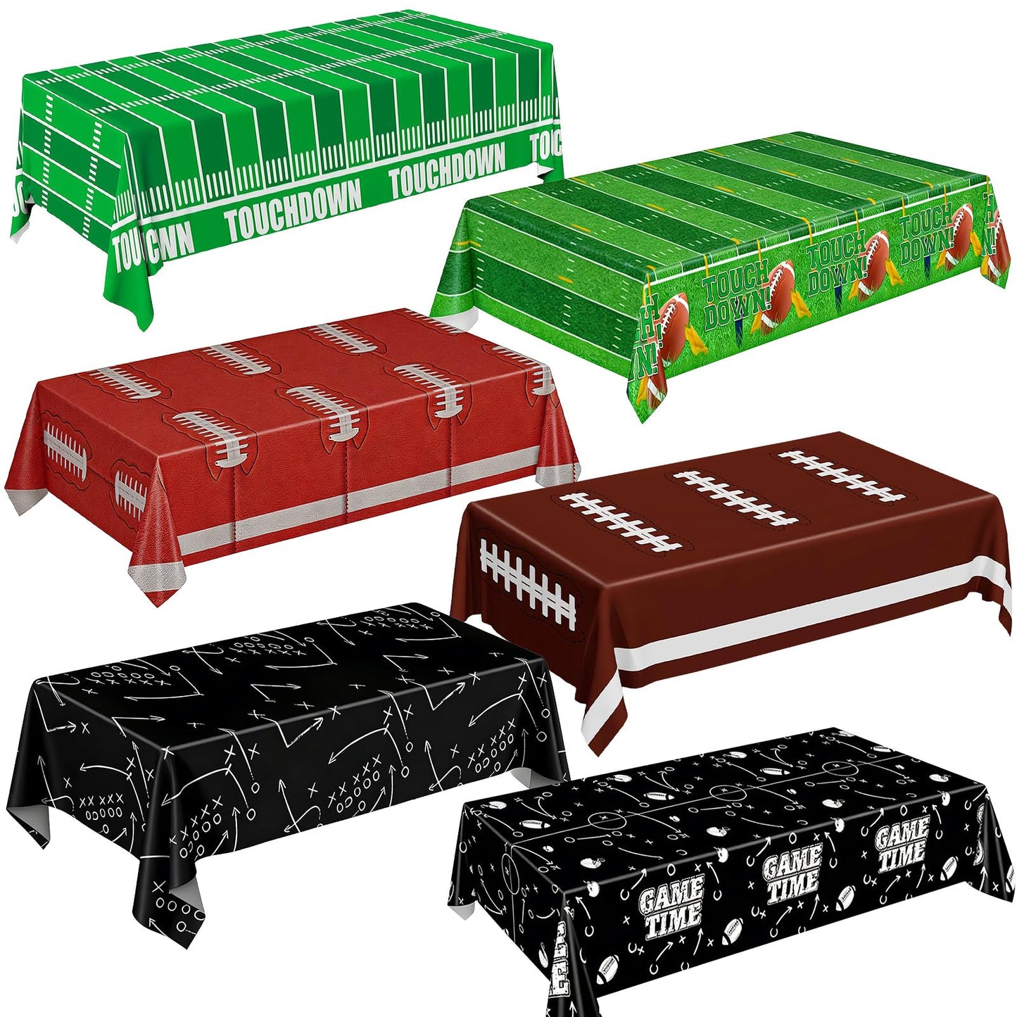 Huangfbfx 6Pcs Football Tablecloth Disposable Plastic - Rugby Tablecloth Football Party Decorations Table Cover for Gameday Tailgate Birthday Football