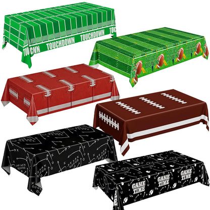 Huangfbfx 6Pcs Football Tablecloth Disposable Plastic - Rugby Tablecloth Football Party Decorations Table Cover for Gameday Tailgate Birthday Football