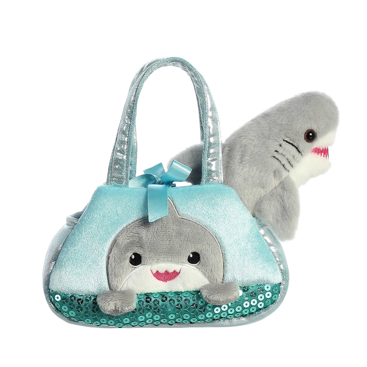 Aurora® Fashionable Fancy Pals™ Peek-A-Boo™ Shark Stuffed Animal - Plush with Stylish Purse for Dress Up Fun - Perfect for Kids 3+ Years, Costumes