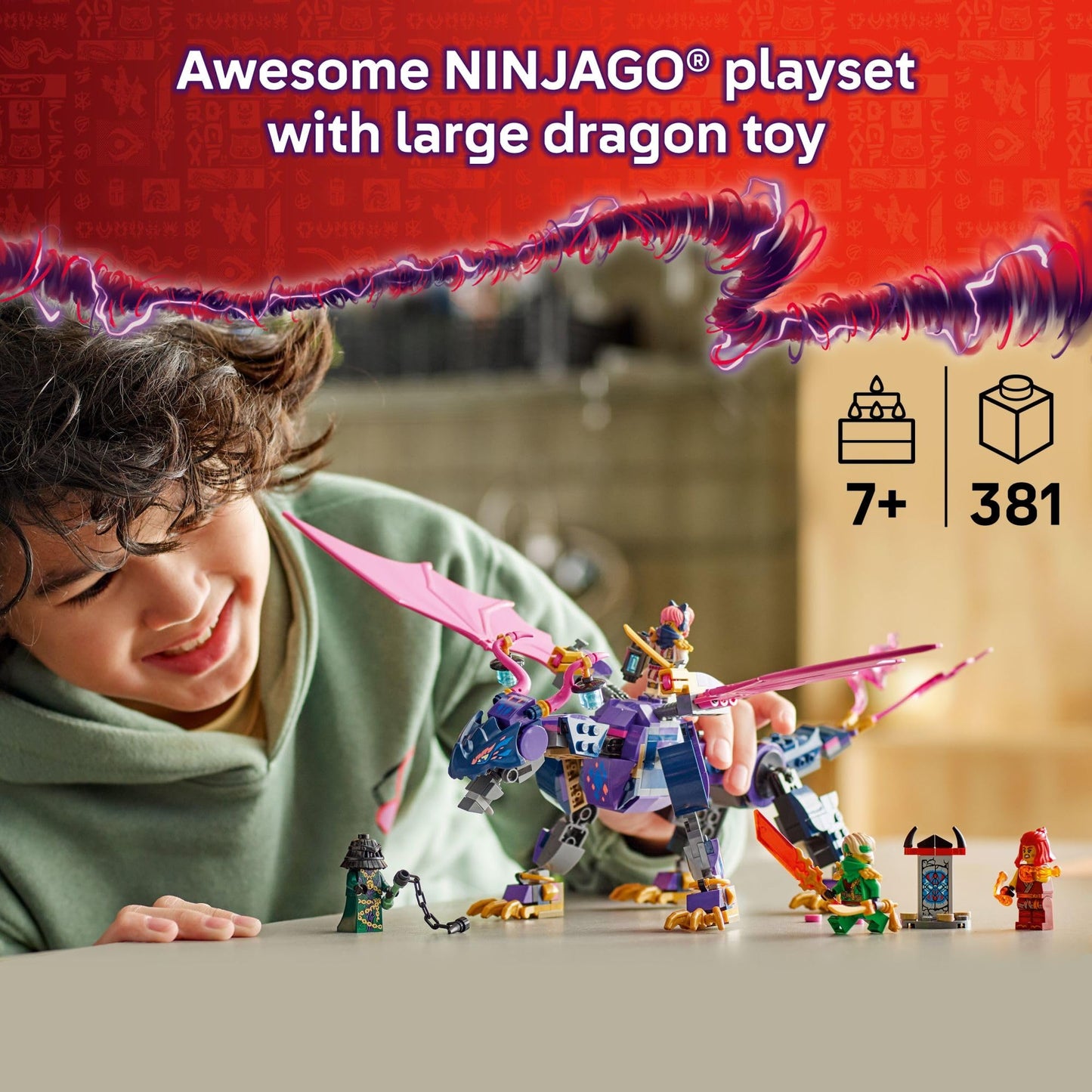 LEGO NINJAGO Rontu the Master Dragon Building Toy - Dragons Rising Model Building Kit for Boys & Girls, Ages 7+ - Kids Toy W/ 4 Ninja Minifigures