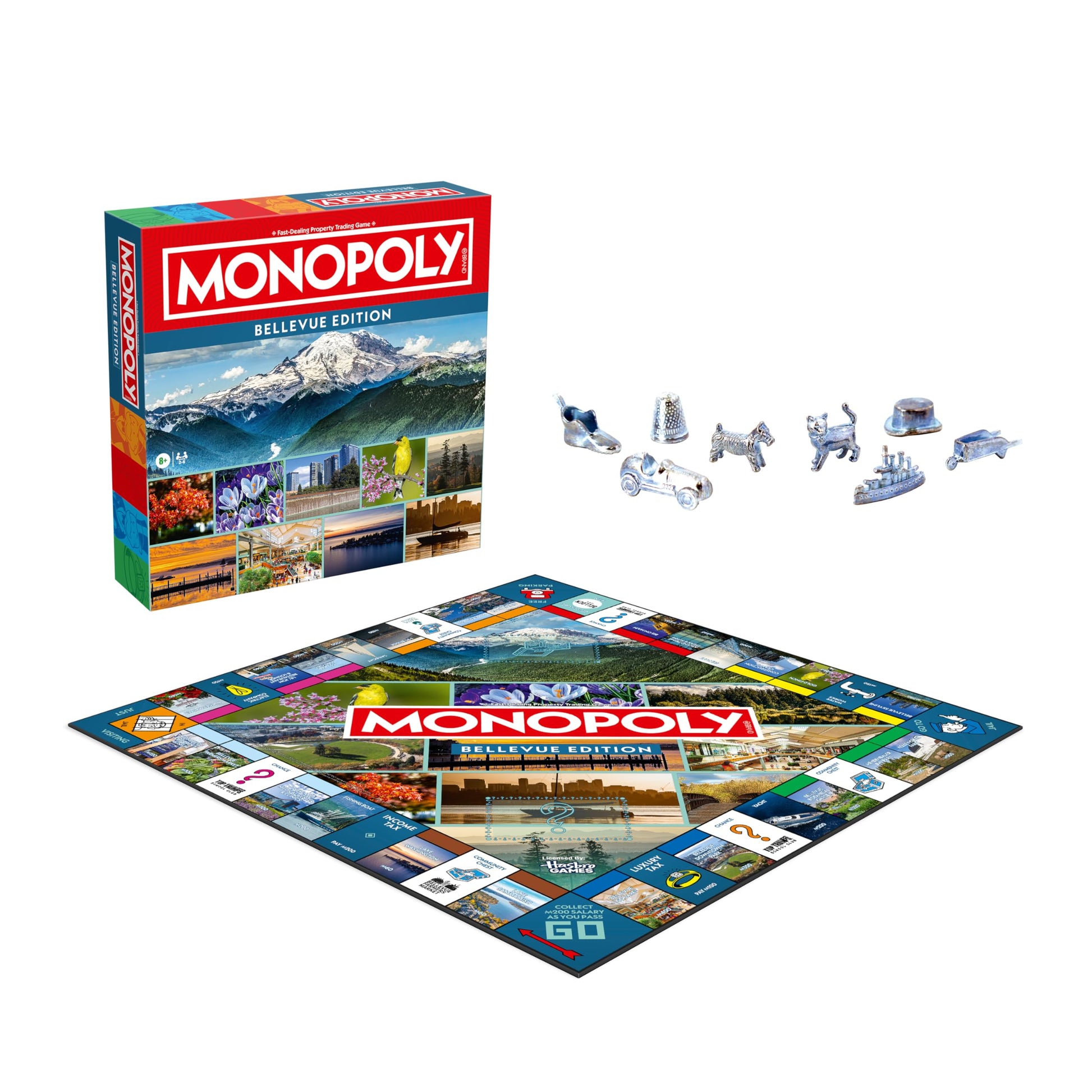 Monopoly Board Game - Bellevue, WA Edition: 2-6 Players Family Board Games for Kids and Adults, Board Games for Kids 8 and Up, Great for Game Night