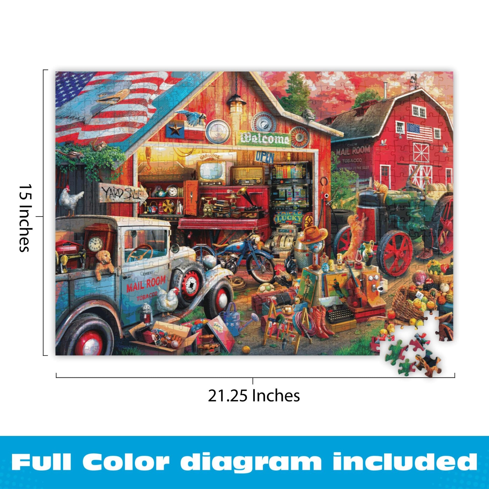 Buffalo Games - Antique Barn - Eduard - 500 Piece Jigsaw Puzzle for Adults - Charming Country Life Scene - Challenging Puzzle Perfect for Game Nights