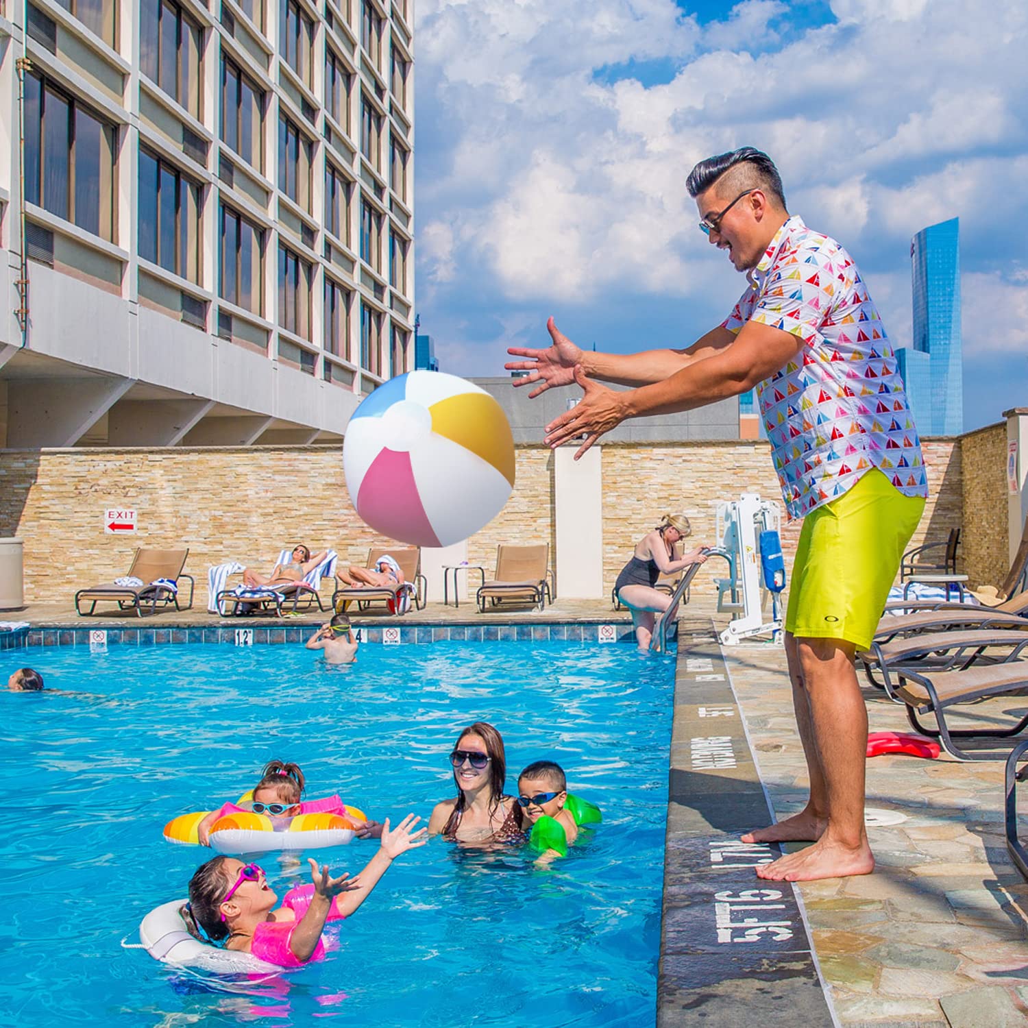 Novelty Place Inflatable Beach Balls - 12 Pack, 12" White Panels Alternate with Macaron Colors, Leak-Proof PVC - Summer Beach Pool Party Supplies, Fun