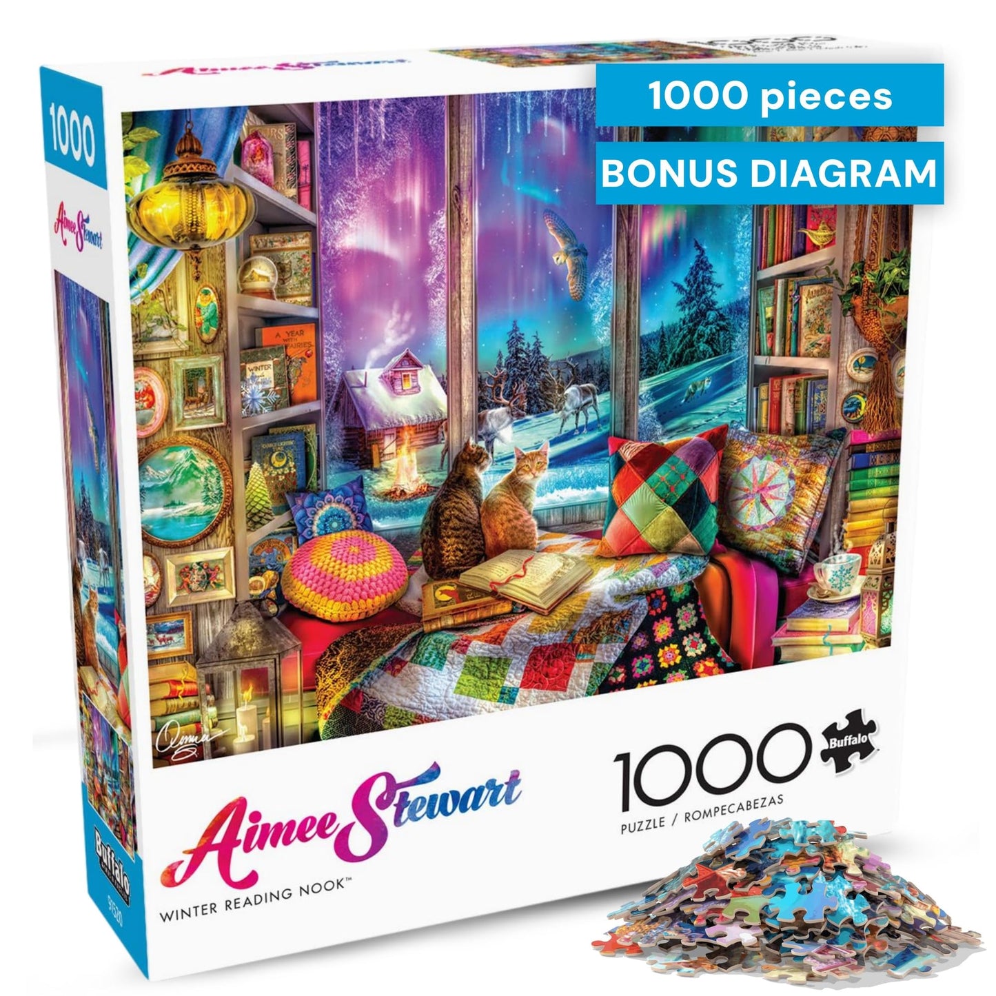 Buffalo Games - Aimee Stewart Northern Lights Cats - 1000 Piece Puzzle