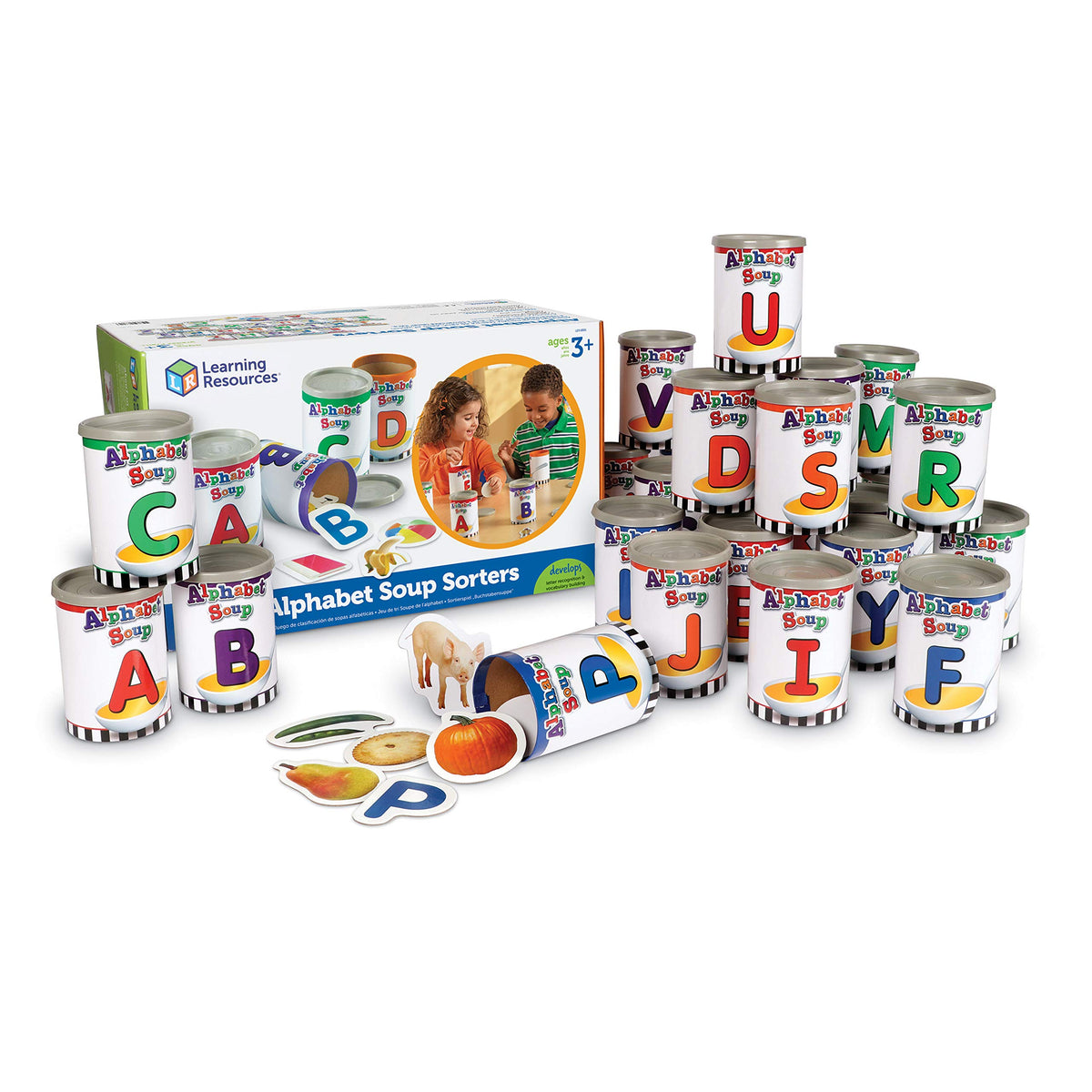 Learning Resources Alphabet Soup Sorters - 208 Pieces, Ages 3+, Early Phonics Manipulatives, ABCs, Alphabet Awareness & Recognition, Alphabet Soup