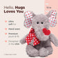 Bearington Hugh Loves You Elephant Stuffed Animal - 13" Cuddly Valentines Stuffed Animal with Soft Grey Fur and Heart Details - Adorable Elephant