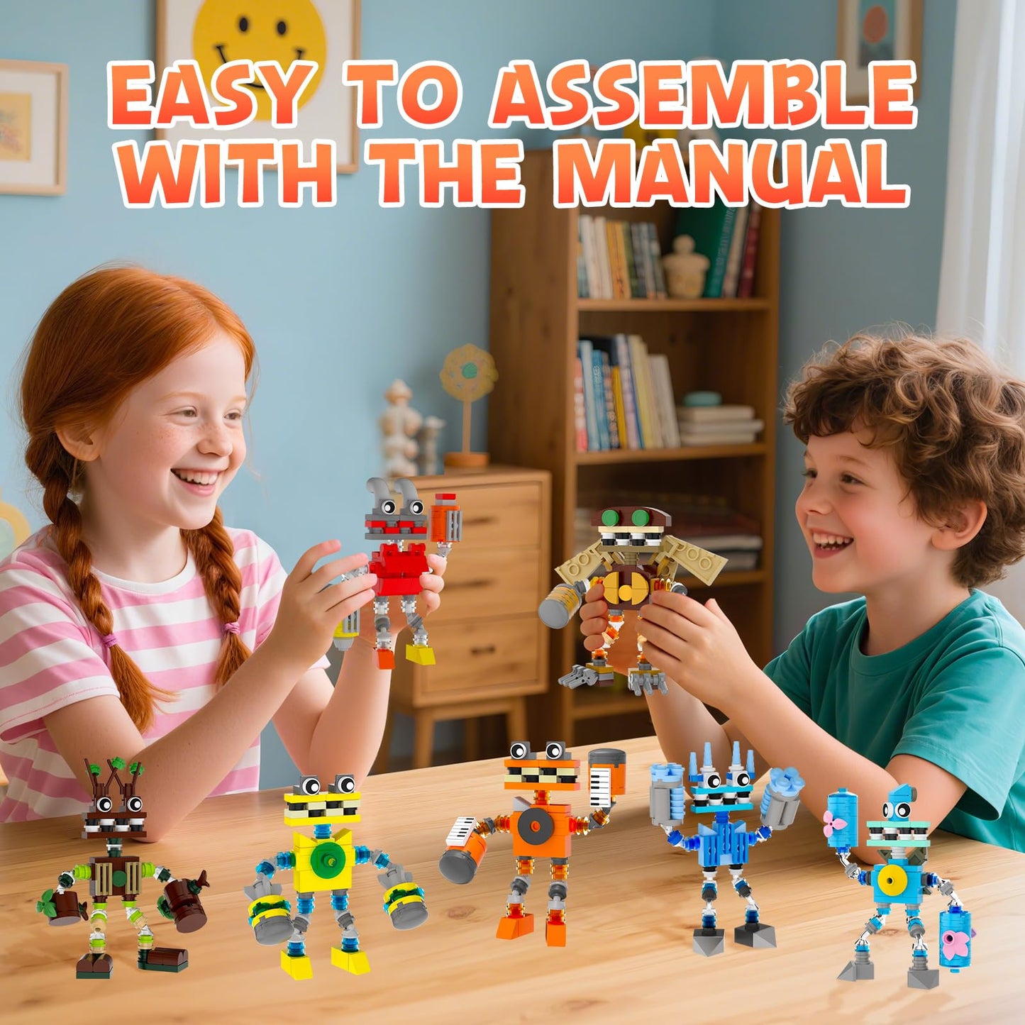 7-in-1 Singing Monsters Building Blocks, 7 Packs My Music Game Monster Friends Building Set, Game Action Figure Building Toys for Boys and Girls