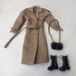 Classic Trench Coat Outfit Set for 11.5-12 Inch Fashion Collectible-Doll, Khaki Double-Breasted Coat with Belt, Quilted Handbag, Black Lace-Up Ankle