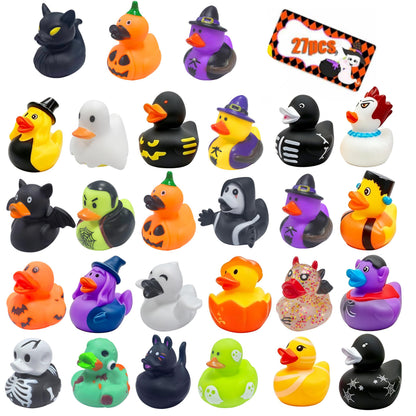 27 Pcs Halloween Party Favors Rubber Ducks,Baby Showers Accessories Bath Toys for Kids Halloween Decorations Trick or Treat Supplies Goodie Bag