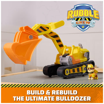 Rubble & Crew Rubble's Ultimate Tool Bulldozer Vehicle, Toy Truck with Action Figure, PAW Patrol Kids Toys for Boys & Girls Ages 3 and Up