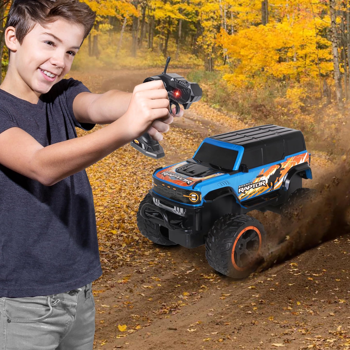 NKOK RC Ford Bronco Raptor Monster Truck; Rear Wheel Drive for Drifting Mastery; Bouncy and Grippy Tires