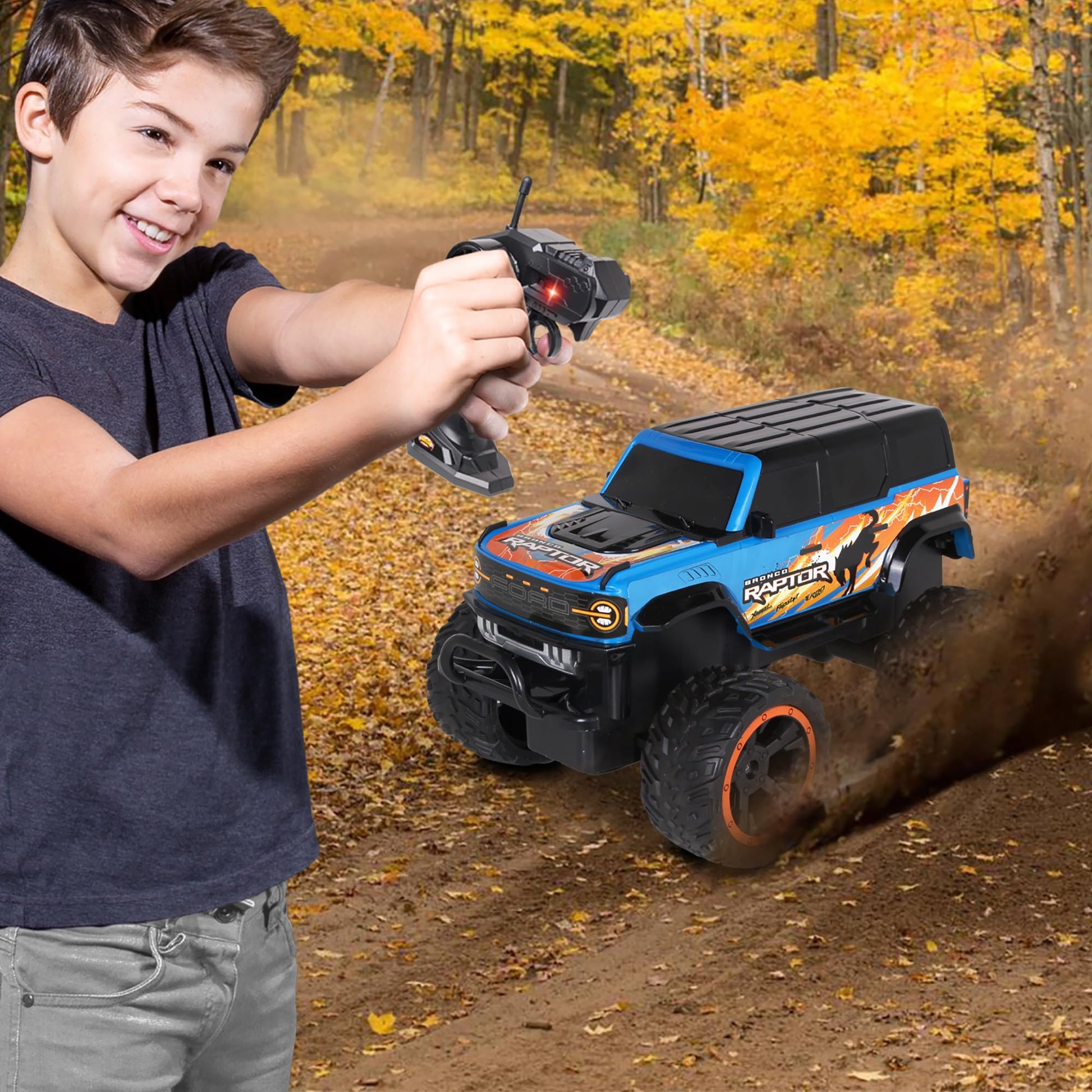 NKOK RC Ford Bronco Raptor Monster Truck; Rear Wheel Drive for Drifting Mastery; Bouncy and Grippy Tires