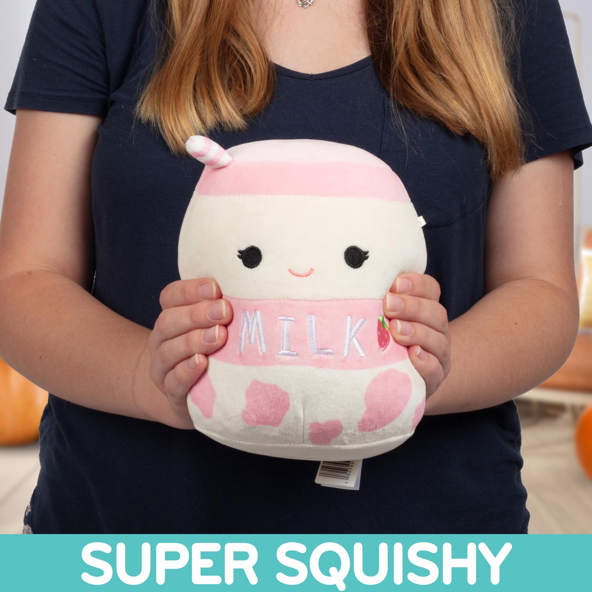 Squishmallows Original 8-Inch Amelie The Strawberry Milk - Official Jazwares Plush - Collectible Soft Squishy Food Stuffed Animal Toy - Gift for Kids