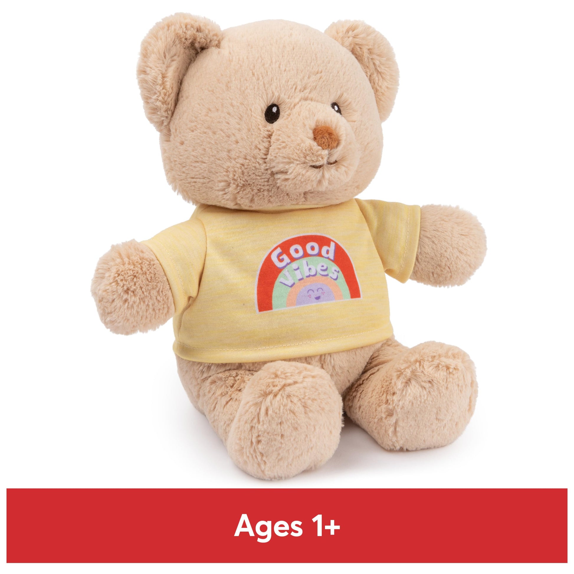 GUND Sustainably Soft “Good Vibes” 12” Bear with Yellow T-Shirt, Ages 0+