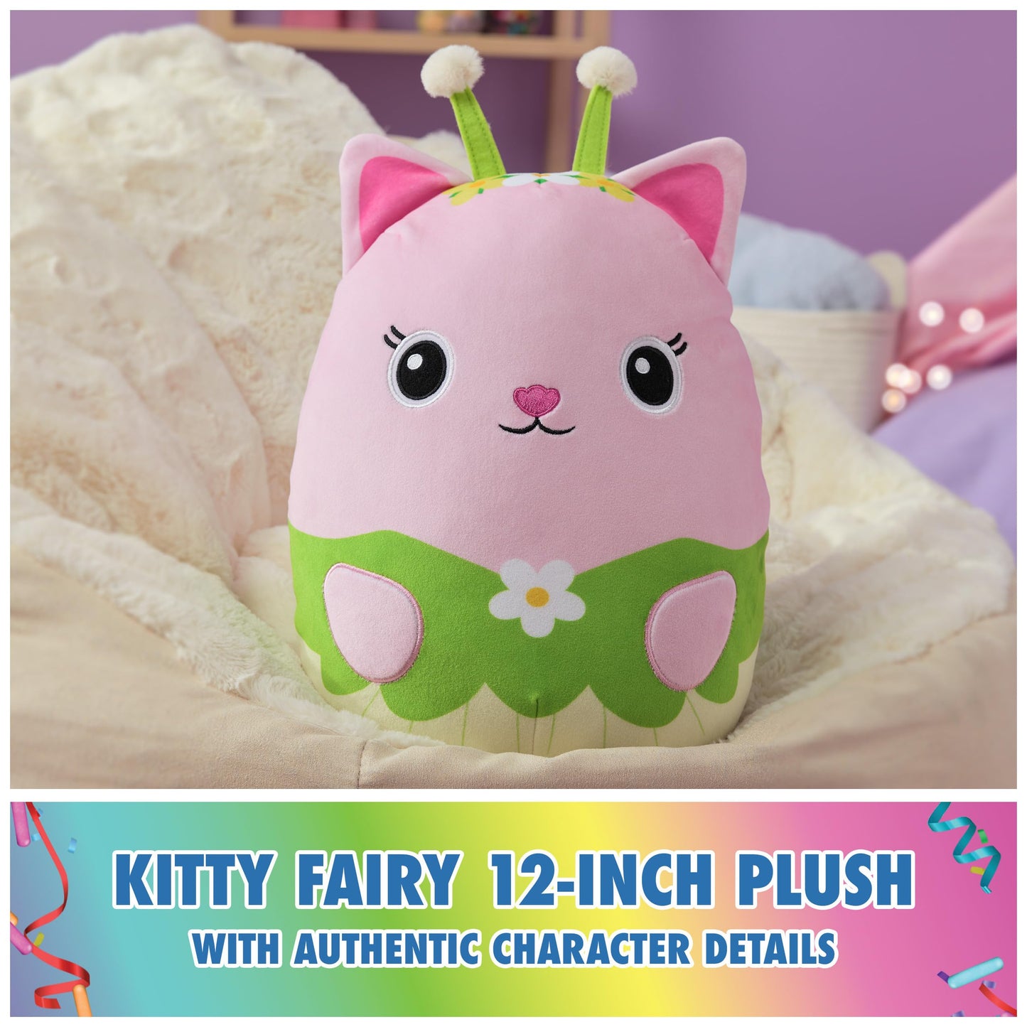 Gabby’s Dollhouse Official Kitty Fairy 12" Squishy Plush Toy for Ages 1+