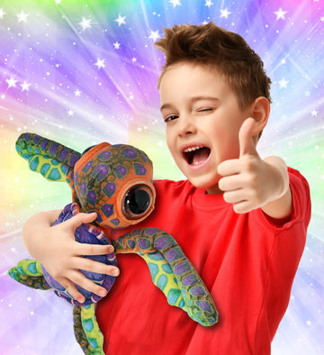 DolliBu Colorful Sea Turtle Super Soft Stuffed Animal, Cute Realistic Stuffed Animals for Girls, Boys, Adults Animal Gifts, Kids Ocean Nursery Decor