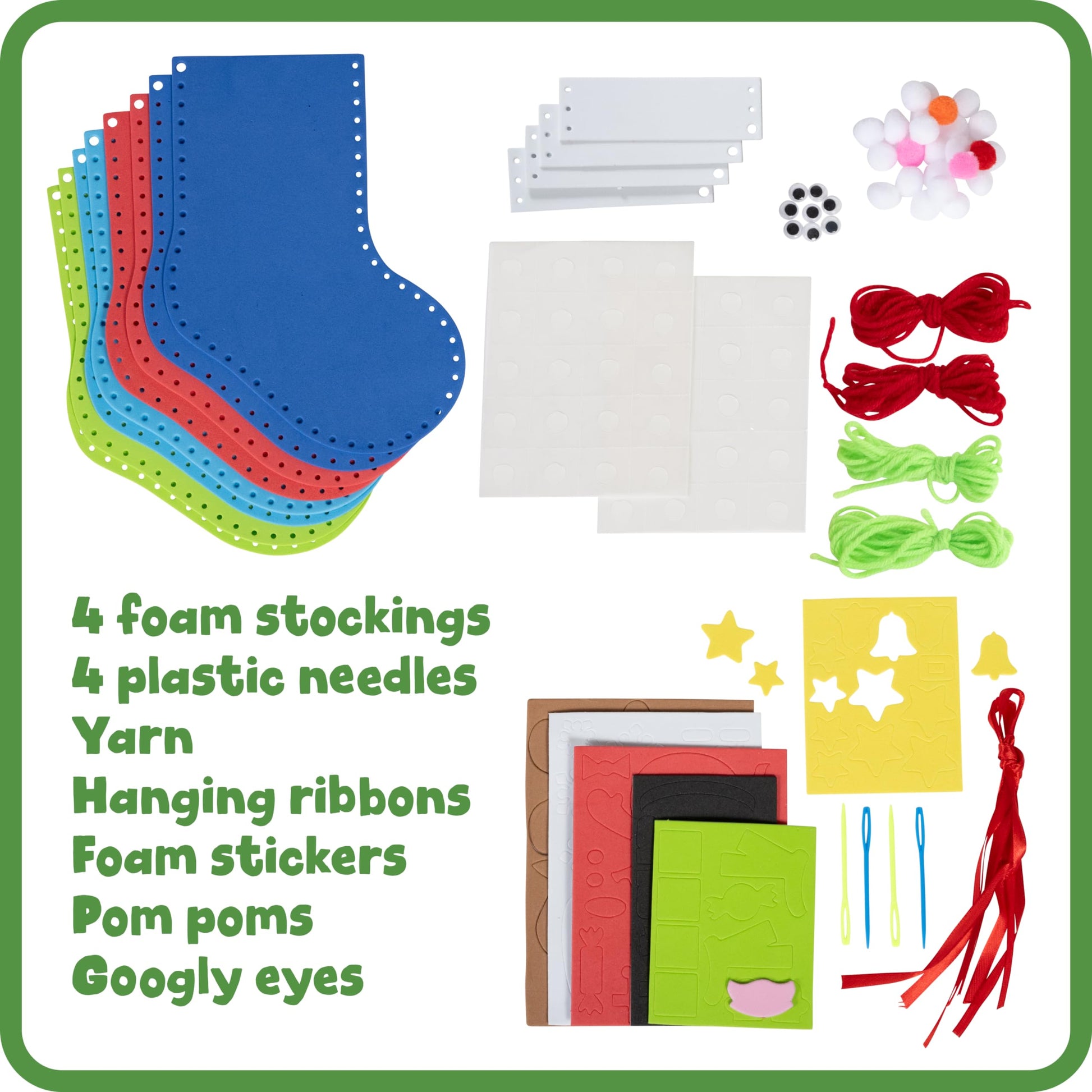 READY 2 LEARN Create Your Own Christmas Stockings | Foam | Set of 4 | Christmas Tree Ornaments | Holiday Decorations for Home | All Materials Included