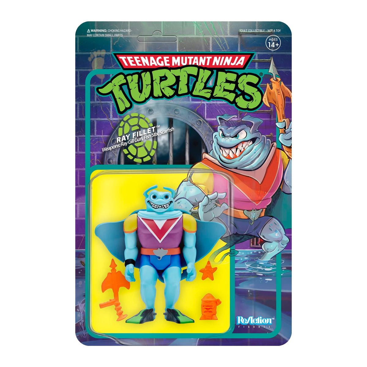 Super7 Teenage Mutant Ninja Turtles Ray Fillet - 3.75" TMNT Action Figure with Accessories Classic Cartoon Collectibles
