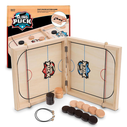Fast Sling Puck Game 24 Inches Large Size - Super Winner Slingshot Puck Board Game - Sling It Shot 2 Player Hockey Table for Kids, Teen and Adults