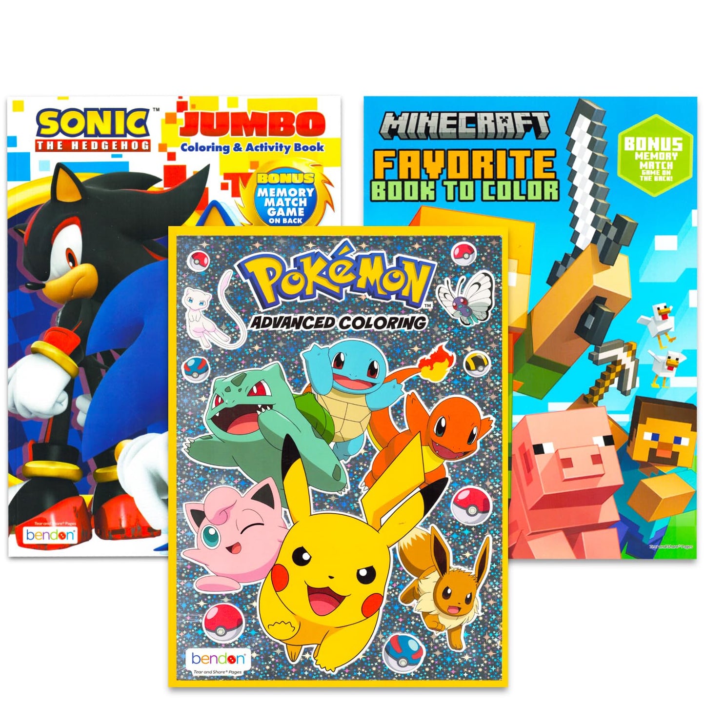 Ultimate Video Game Coloring and Activity Book Set - Bundle with Sonic the Hedgehog, Minecraft, Pokemon Kids Coloring Pages Plus Stickers, More |