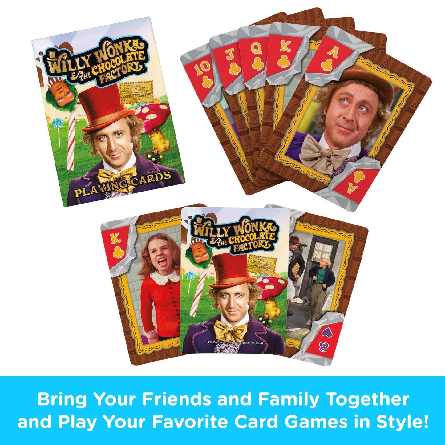 Aquarius Willy Wonka Playing Cards - Willy Wonka Themed Deck of Cards for Your Favorite Card Games - Officially Licensed Willy Wonka Merchandise