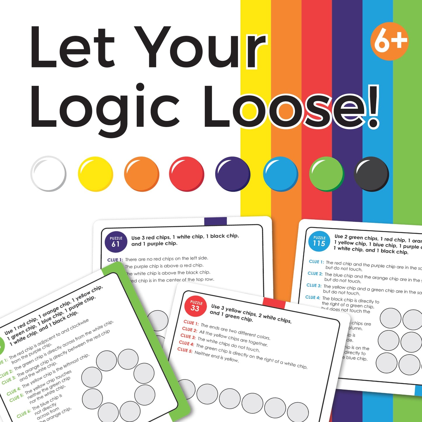 MindWare Logic Links Puzzle Games - Brain Teaser Puzzles for Kids and Brain Games for Adults - 166 Challenging Brain Puzzles, 32 Game Chips - Ages 6+