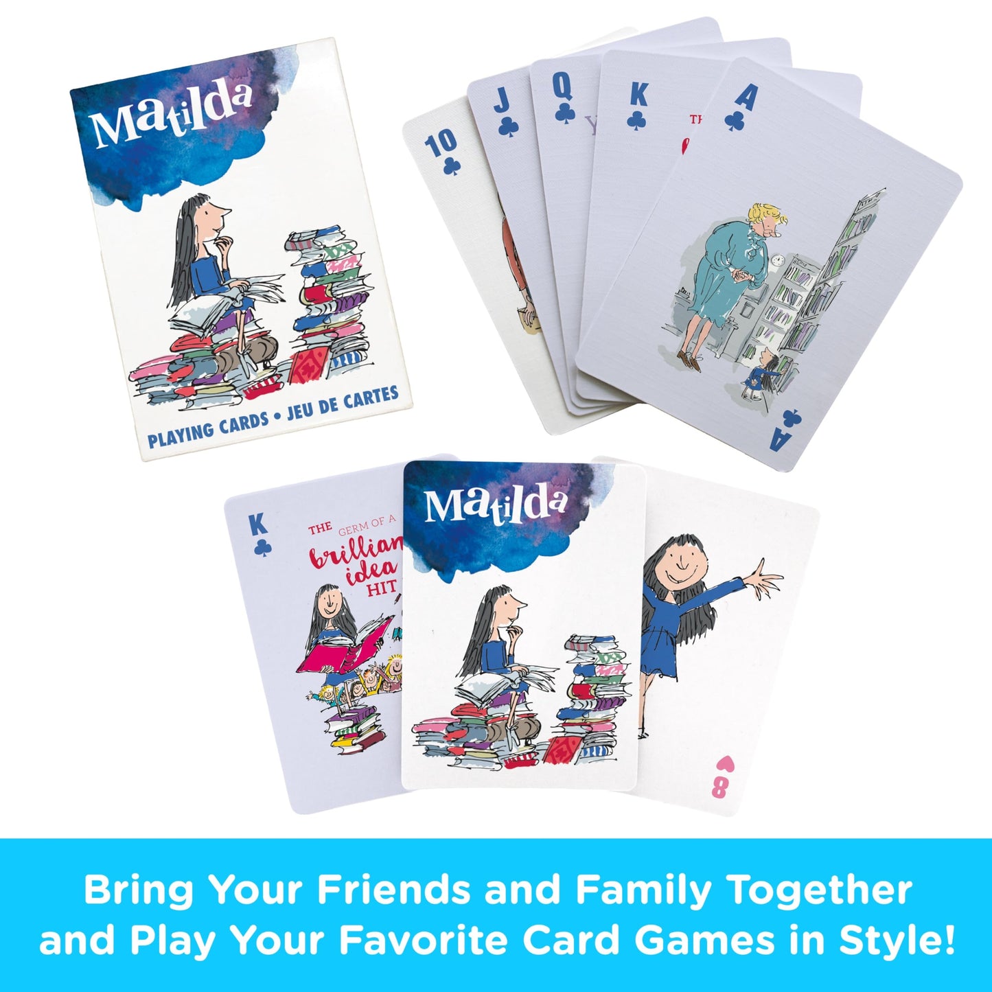 AQUARIUS Matilda Playing Cards - Roald Dahl Themed Deck of Cards for Your Favorite Card Games - Officially Licensed Matilda Merchandise & Collectibles