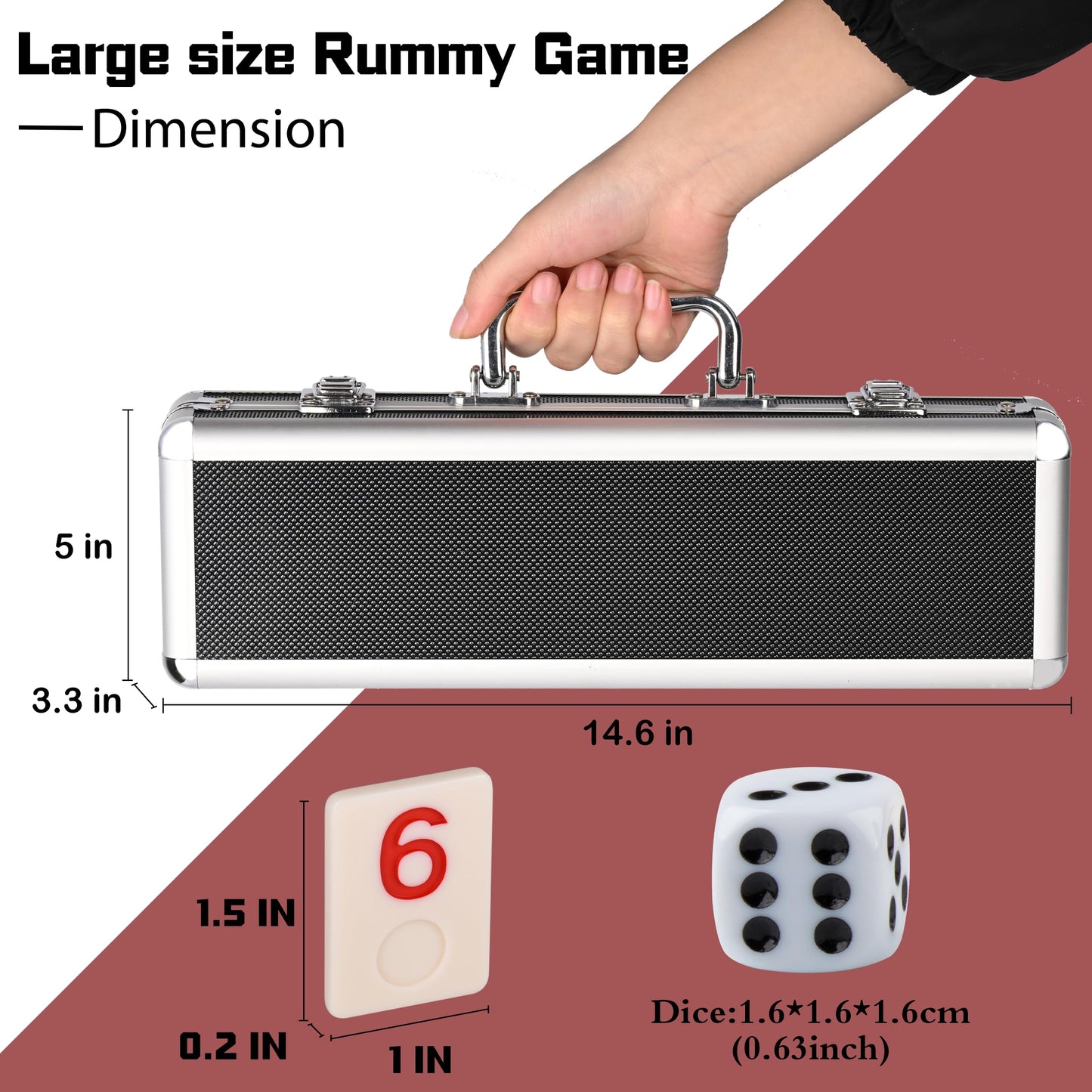 Doublefan Rummy Cube 4 Player Edition, 106 Rummy Cube Game Set with with 4 Plastic Racks in Portable Aluminum Case, Classic Board Game for Adults and