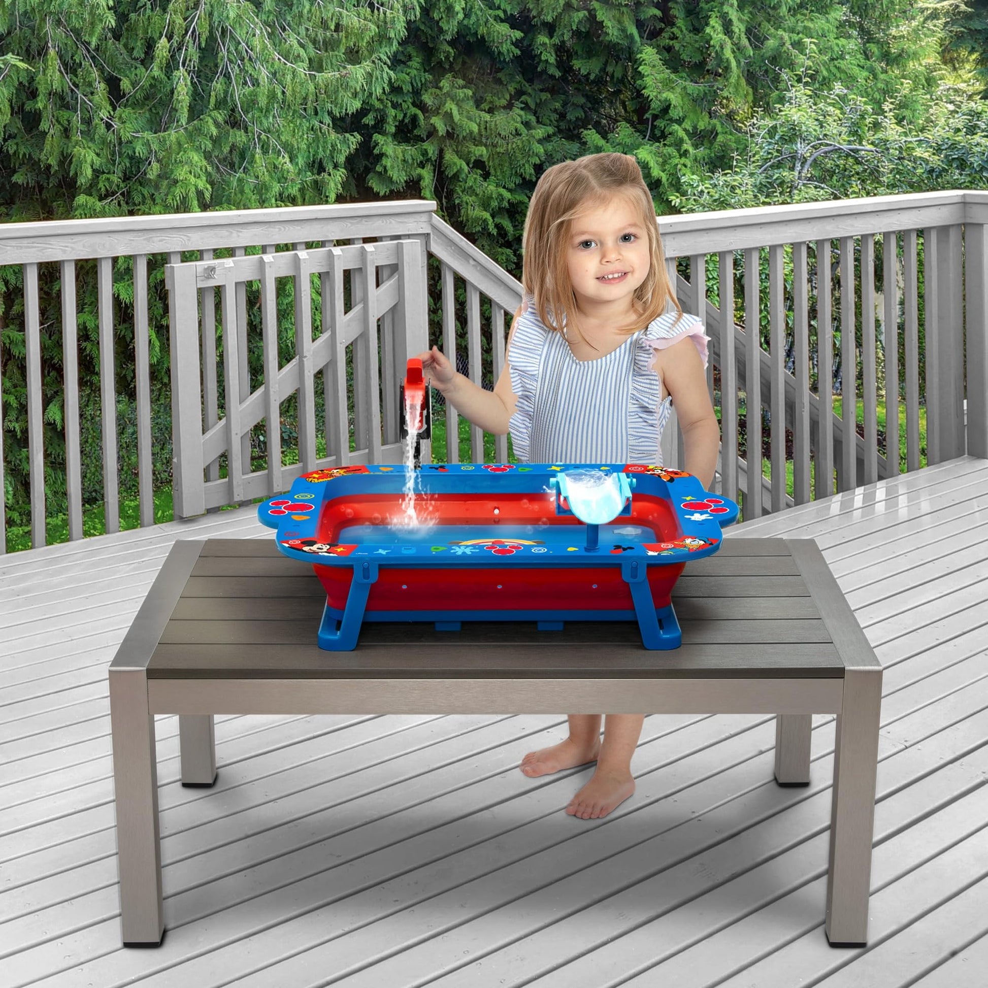 Delta Children Disney Mickey Mouse Water Activity Table - Collapsible & Portable - Ideal for Travel - Outdoor Kids Water Sensory Table, Blue