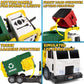 JOYIN Large Friction Powered Garbage Truck Toy Set, Includes 1 Dumpster, 3 Trash Bins, and 30 Learning Cards for Kids, Boy Toys Birthday Gift, Green