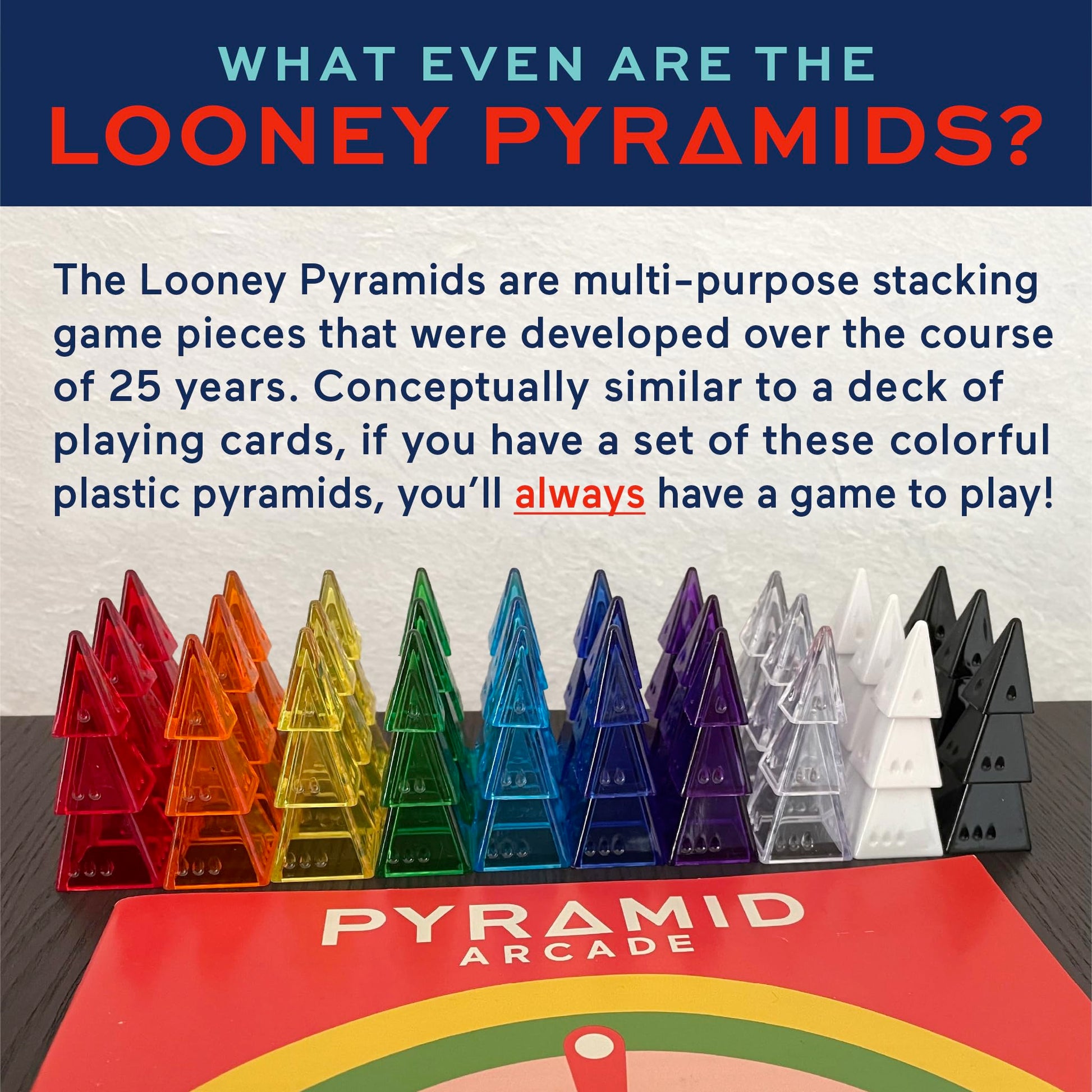 Looney Labs Pyramid Arcade Board Game - 22 Games in One Multi Game Tabletop System for 1-6 Players