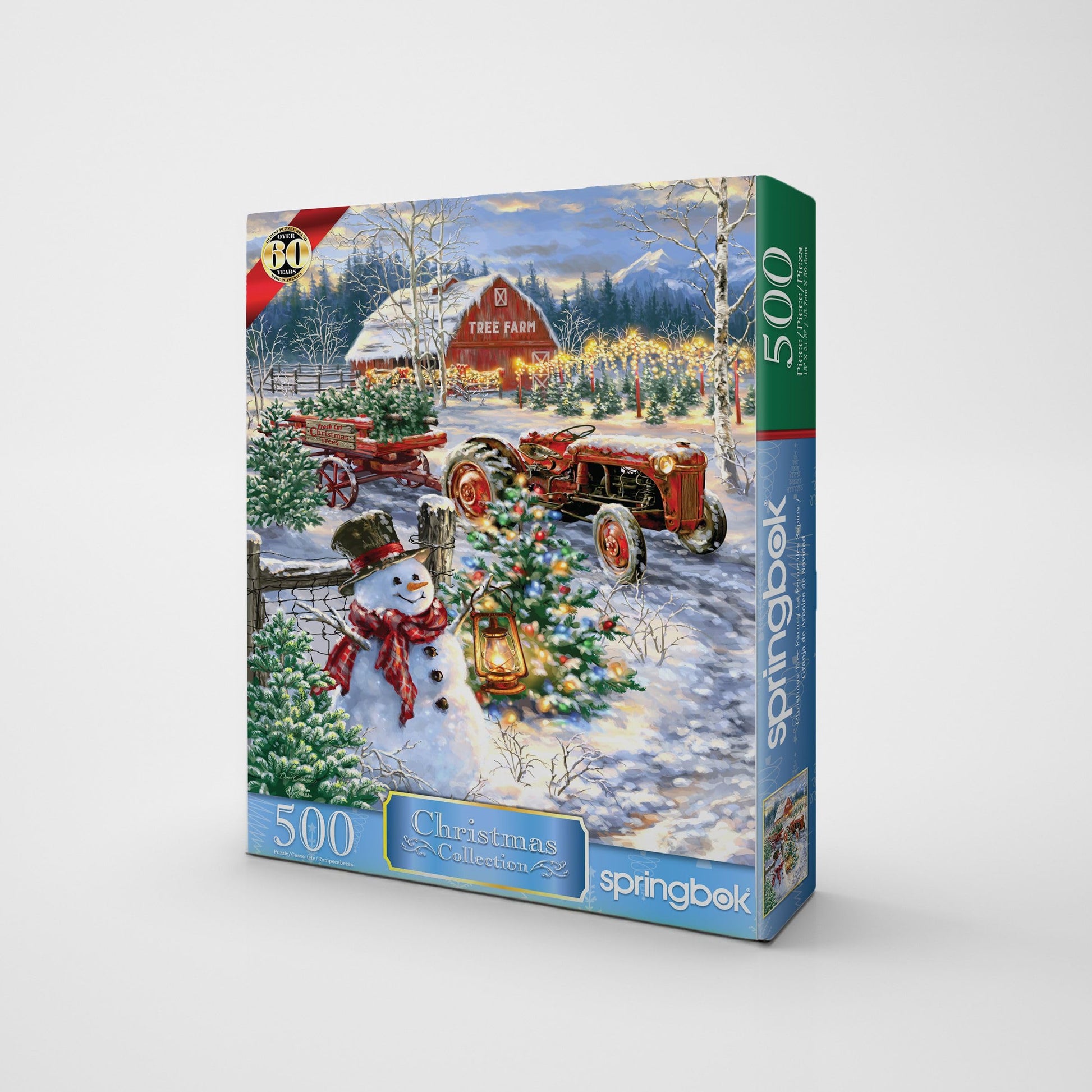 Springbok Christmas Tree Farm 500 Piece Jigsaw Puzzle for Adults - Festive Winter Scene with Vintage Truck & Holiday Charm
