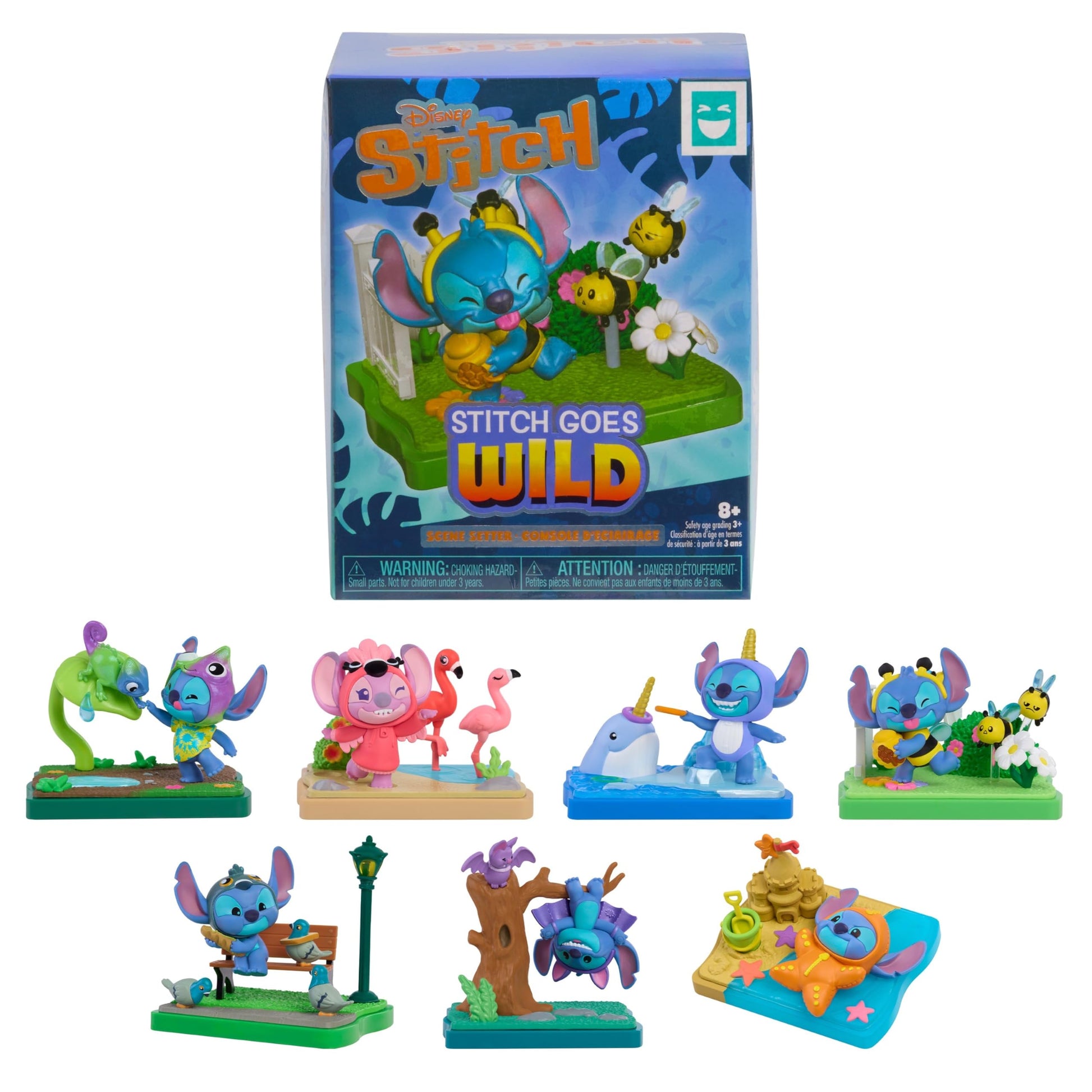 HAPPY HAUL Disney Stitch Goes Wild Scene Setters, Surprise Collectible Toy Figure in Blind Box with Scenic Base and Accessories, 3 Inches Tall