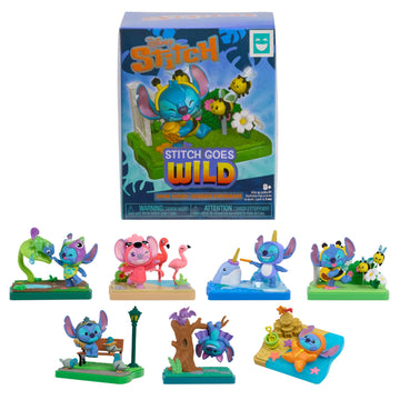 HAPPY HAUL Disney Stitch Goes Wild Scene Setters, Surprise Collectible Toy Figure in Blind Box with Scenic Base and Accessories, 3 Inches Tall
