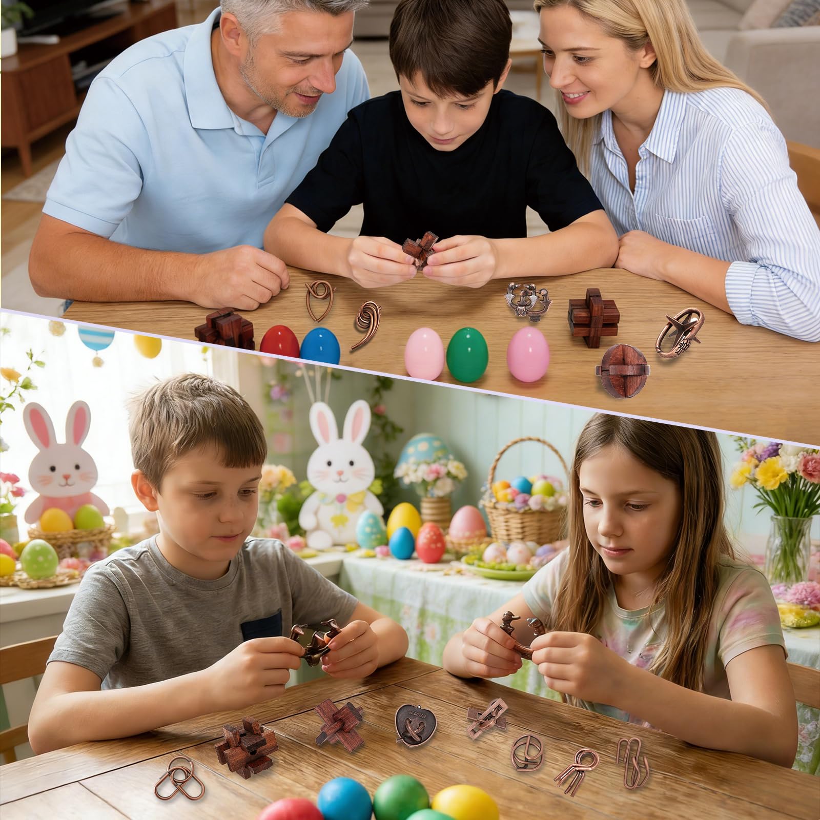 24 Pcs Brain Teaser Puzzles for Adults - Metal & Wooden 3D IQ Test Logic Game, Unlock Interlocking Brain Puzzle Toys for Teens Kids, Smart Educational