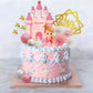 19 PCS Princess Cake Topper Castle Cake Decoration with Snowflake and Stars for Princess Birthday Supplies (Pink)