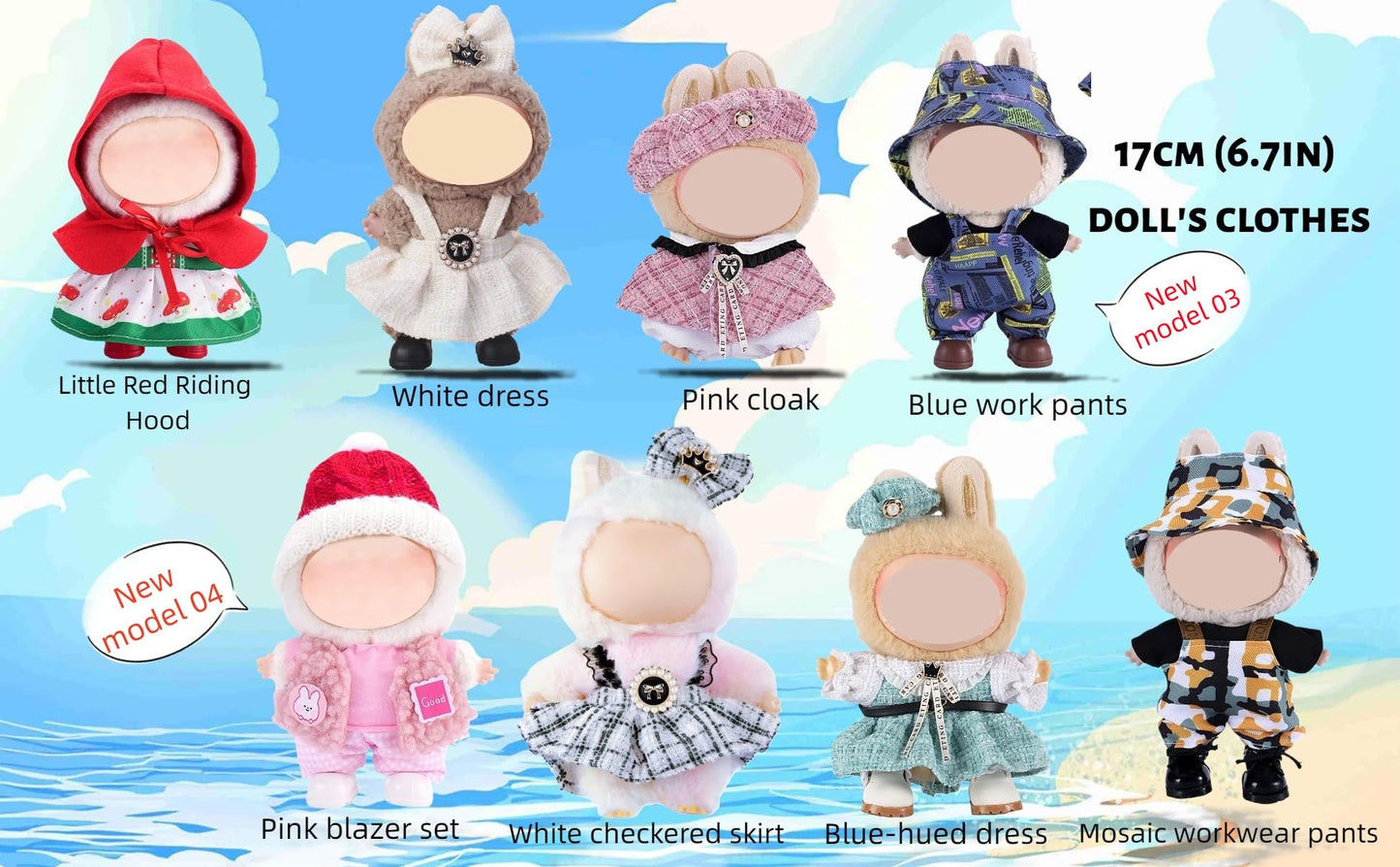 4 PCS - 17 cm Doll Clothes Sets (excluding Dolls), Dress and Work Pants Sets, Suitable for 17 cm Accessories Sets, Cute Dressing Clothes, Unique Style