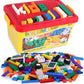 burgkidz Building Blocks Set with Storage Box and Lid Baseplate: 568 Pieces Classic Bricks Compatible with Major Brands, Wheels Doors Windows, STEM