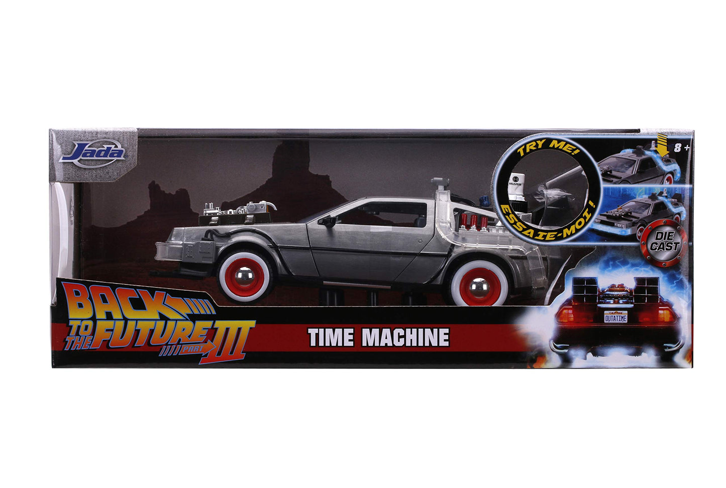 Jada Back to The Future Part III 1:24 Time Machine Die-cast Car Light Up Feature, Toys for Kids and Adults