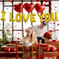 I Love You Balloons and Heart Balloon with 500 Pieces Rose Petals, Foil Mylar Love Balloons for Him/Her Wedding Anniversary Engagement Valentine Day