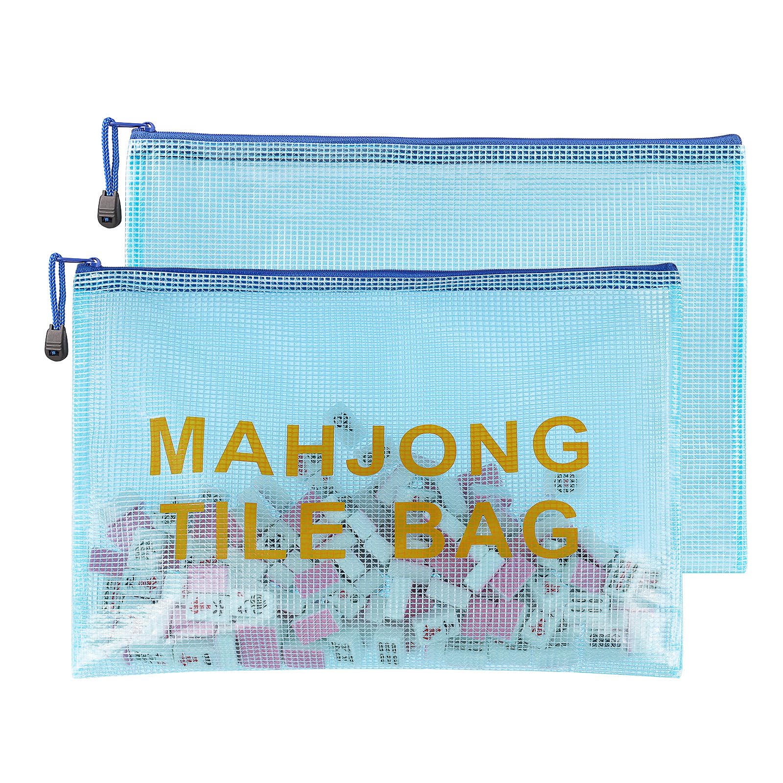 Colorato 2Pack Mahjong Tile Bag, Case for American Mah Jong Set, Mahjong Gifts Accessories, Card Holder Bouch, Blue (Case Only)