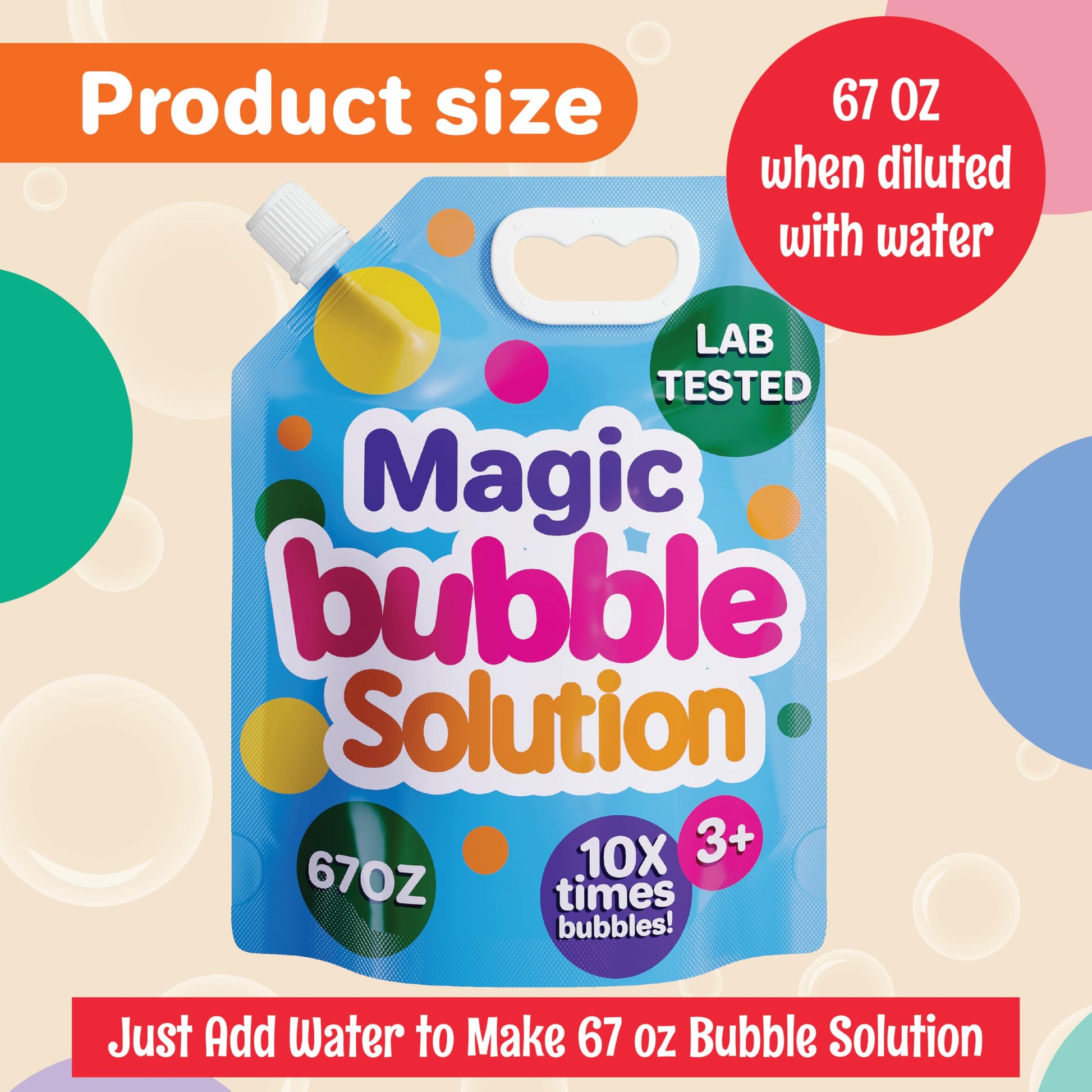 Klevly 67 oz Iridescent Bubble Solution Refill | Non-Toxic Quick & Easy Just Add Water to Make 67 oz Bubble Refill Solution | Bubbles for Kids |