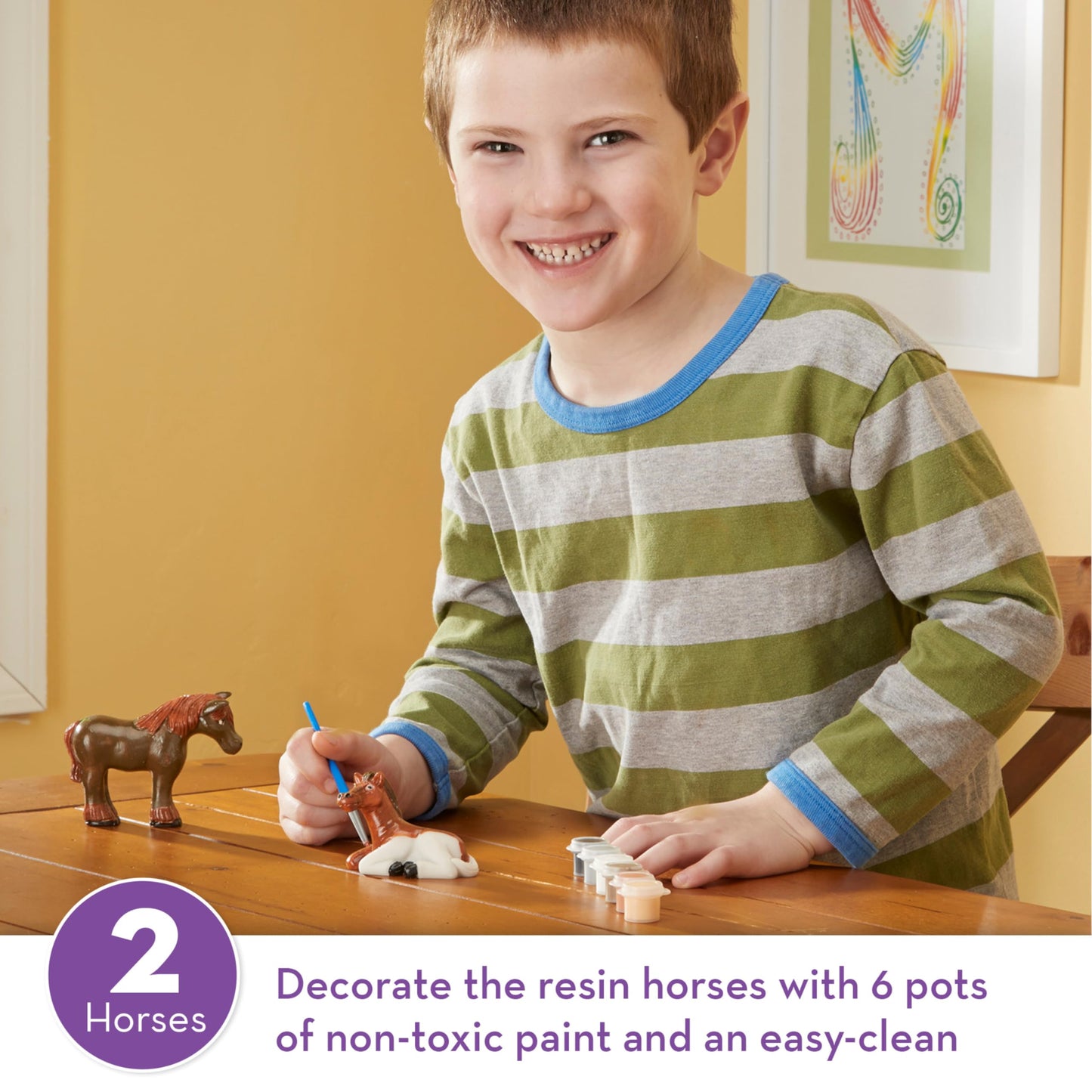 Melissa & Doug Created by Me! Horse Figurines Craft Kit (2 Resin Horses, 6 Paints, Paintbrush)