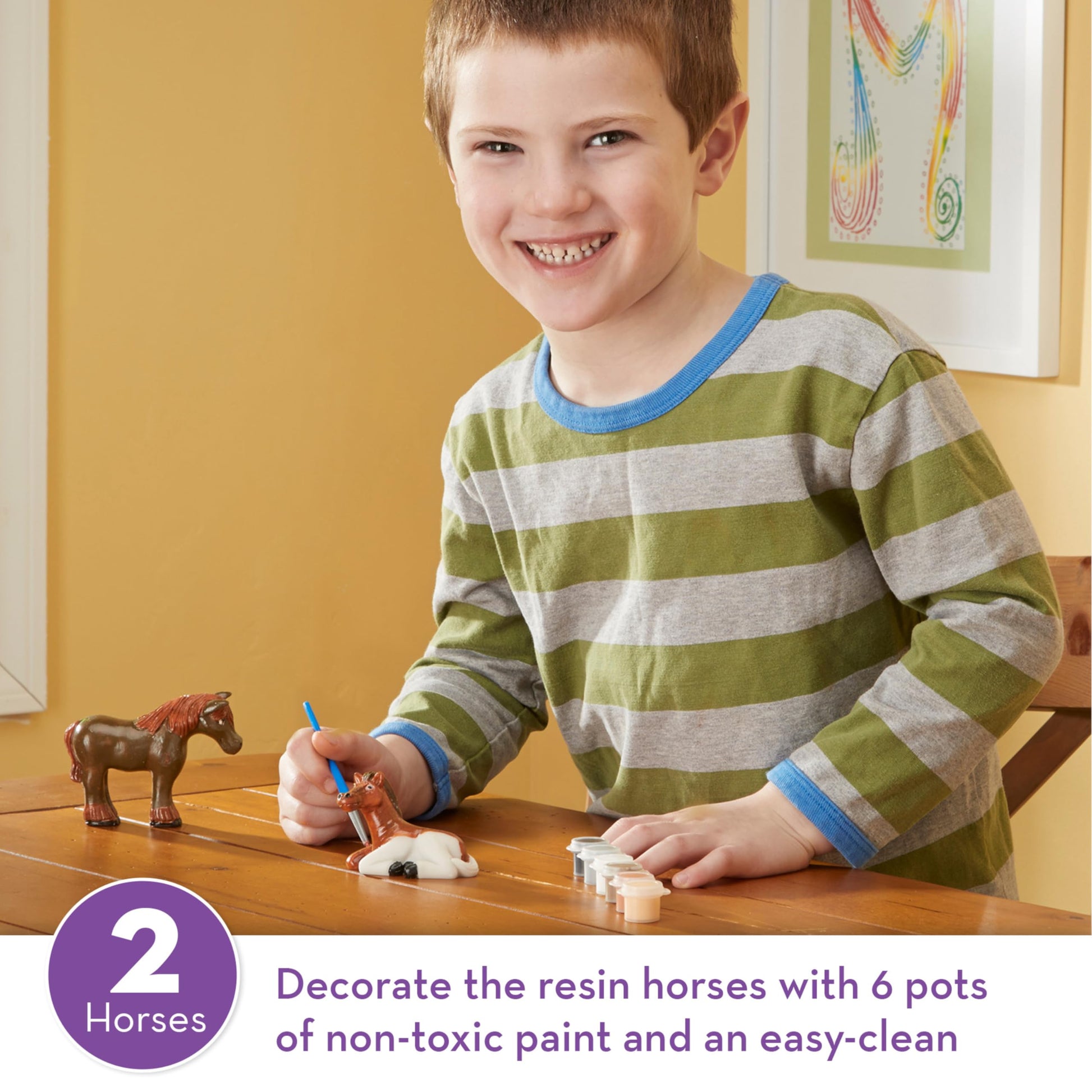 Melissa & Doug Created by Me! Horse Figurines Craft Kit (2 Resin Horses, 6 Paints, Paintbrush)