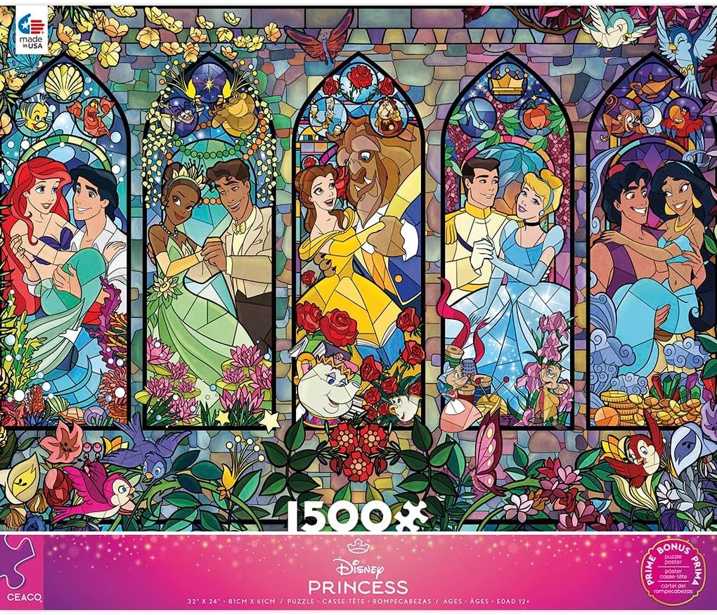 Ceaco - Disney Princess Castle Royal Windows - 1500 Piece Puzzle for Adults